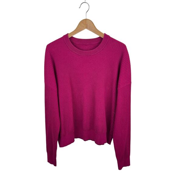 Lululemon Cotton-Blend Ribbed Sweater Wild Berry M/L - Picture 1 of 4